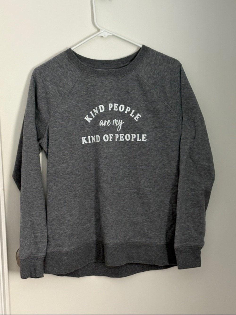 Maurices Charcoal Gray Crewneck Sweatshirt with White Slogan